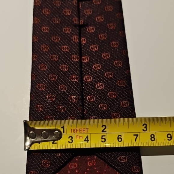 GUCCI Burgundy Black GG MONOGRAM LOGO  100% ITALIAN SILK TIE STUNNING!!!! - Picture 7 of 11